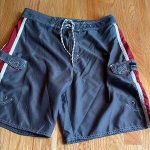 Old Navy Charcoal and Burgundy Men's Board Shorts